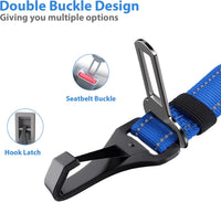 IOKHEIRA Dog Seatbelt, Updated Adjustable Harness Reflective Bungee Dog Car Seat Belt with Aviation - Indigo Bule - image 2