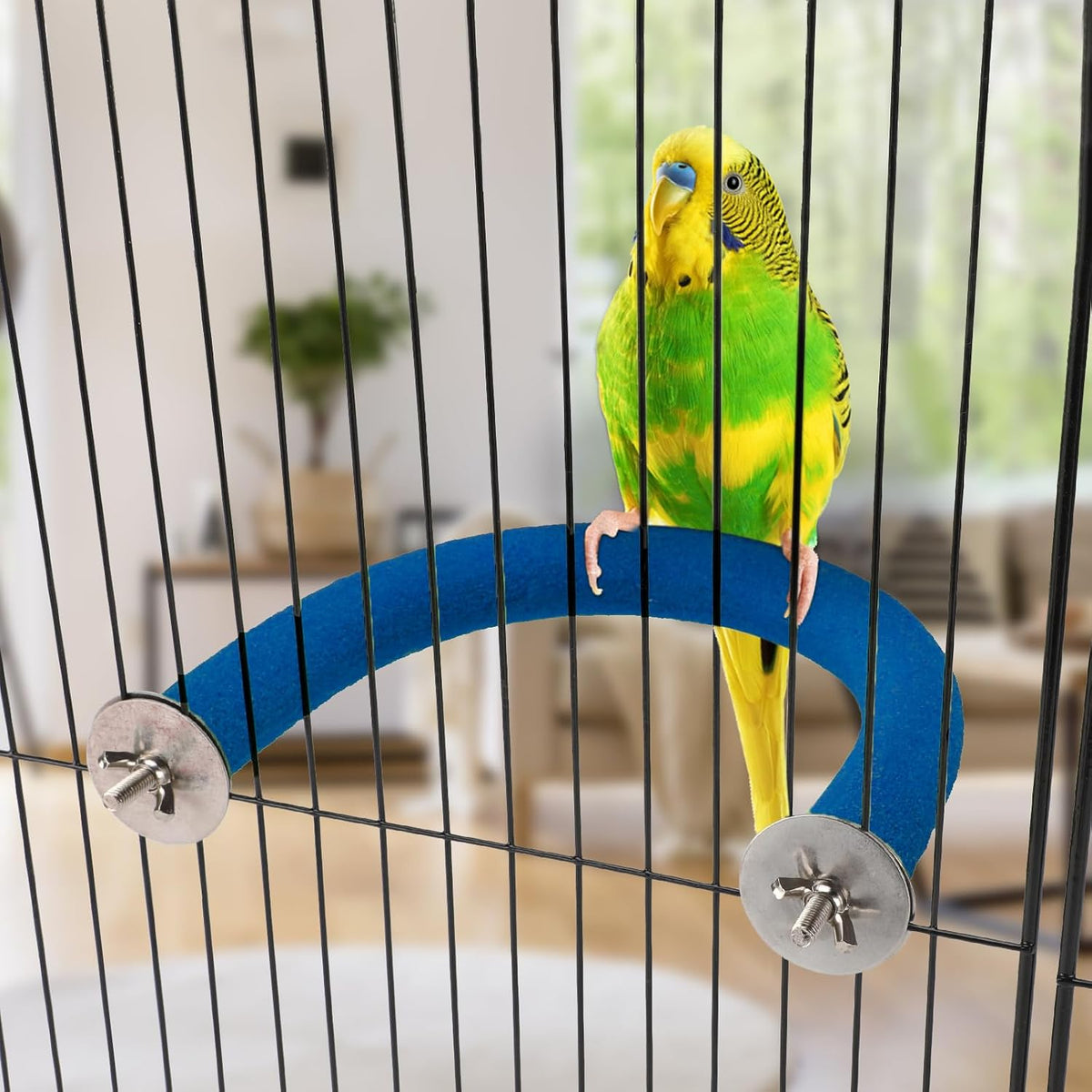 U-Shaped Large Parrot Perch, Quartz Bird Perch for Cage – Essentials for Birds - Small / Blue - image 3