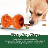 Rubber Dog Toys Treat Dispensing - Super Tough Treat Toys for Aggressive chewers Small, Medium and Large Dog Toys IQ Training (Orange)