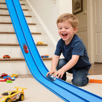 Flex Tracks 15 Ft Starter Set Flexible Race Track for Kids 3+ - Blue