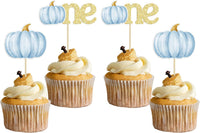 Gyufise 24Pcs Pumpkin Oh Baby Cupcake Toppers Pink Fall Pumpkin - Blue 4
