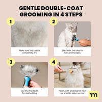 MalsiPree Cat Shedding Brush - 2 in 1 Deshedding Tool & Undercoat Rake for Dense Double-Coats - Dematting Comb - Deshedding Brush for Cats - Pet Hair Removal Tool (Blue) - Dog Grooming Supplies