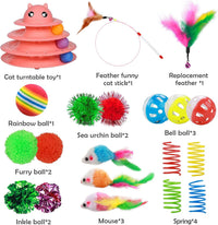 UPSKY Cat Toy Roller 3-Level Turntable Cat Toys with Six Colorful - B-Red - image 3