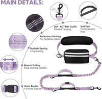 Hands Free Dog Leash with Pouch, Double Leash for Two Dogs, Retractable Bungee with Double Padded Handles, Dog Waist Leash for Dog Walking, Running Leash for Dogs, Dog Walking Accessories