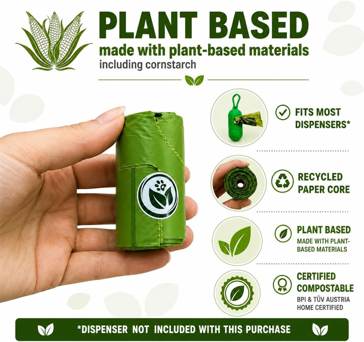 Certified Compostable Handle-Tie Dog Waste Bags, 16 Refill Rolls - image 4