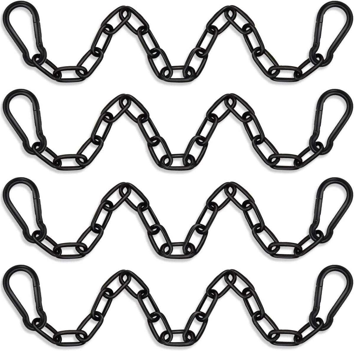 2 Pack Hanging Swing Chain with 4 Carabiners 25in, Swing Chairs - Black / 25in×4pcs