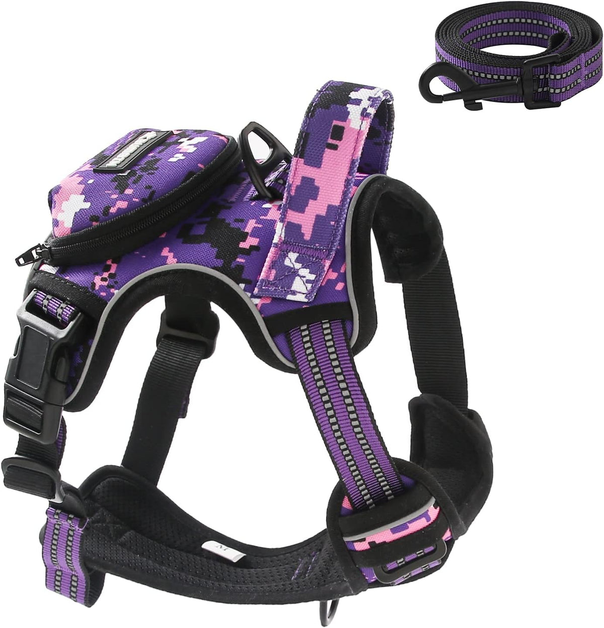 No Pull Dog Harness for Medium Dogs - Purple Camo / M