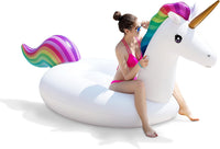 Jasonwell Big Inflatable Unicorn Pool Float Floatie Ride On with Fast - Rainbow / XX-Large