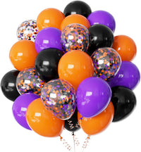 DUILE Halloween balloons in black, orange and purple with confetti, 12 inch - view 2