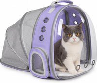 Expandable Cat Carrier Backpack with Bubble Window - Purple