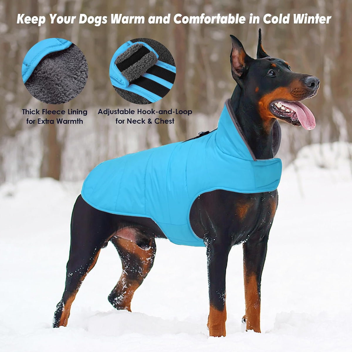 Waterproof Dog Winter Coat - Sky Blue / XS(Chest Girth:8.7-12.6") - image 3