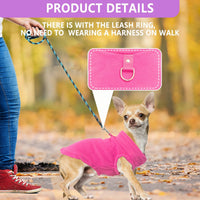 2 Pieces Fleece Dog Sweater Vest Winter Warm Dog Clothes for Small - rose,purple / Medium(7-10lbs) - image 2