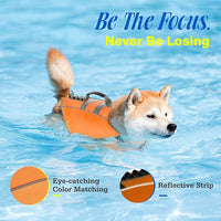 Pawaboo Dog Life Jacket, Reflective Dog Safety Vest Adjustable Pet Life Preserver with Strong Buoyancy & Sturdy Rescue Handle, Ripstop Dog Lifesaver Vests for Swimming, Boating, L, Orange