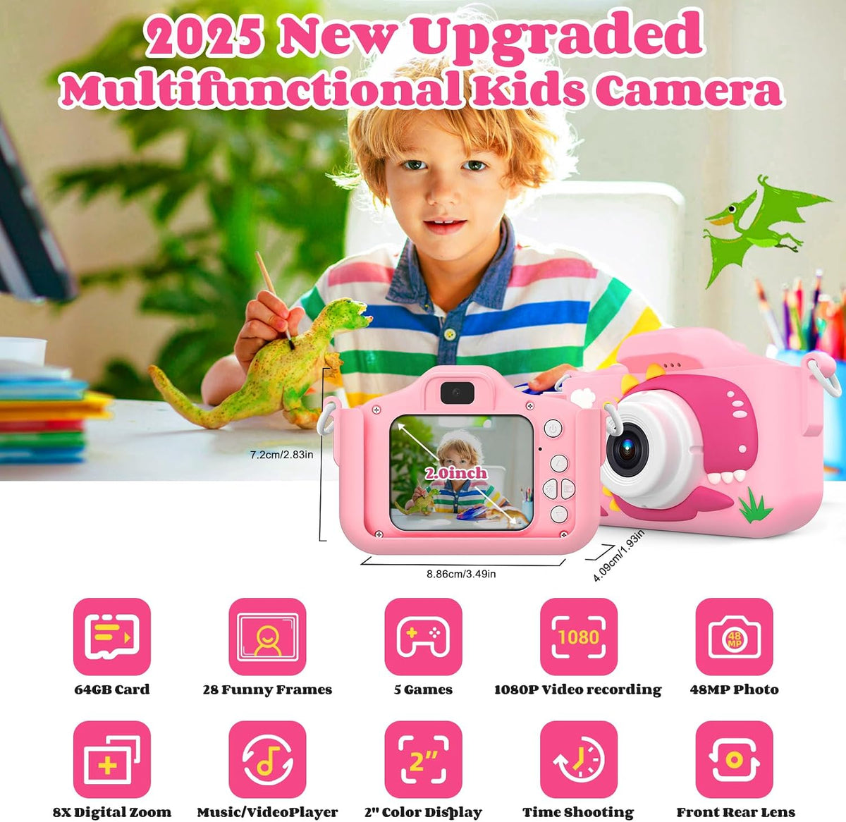 XBENDON kids camera with dual lens, 48MP photos and 1080P video - view 10