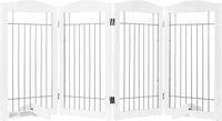 Spirich Free Standing Foldable Wire Pet Gate for Dogs, 80 Inches Extra Wide, 30 Inches Tall 4 Panels Dog Gate for The House, Doorway, Stairs, Pet Puppy Safety Fence, Sliver White