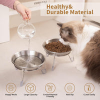 Elevated Cat Bowls,6.7" Extra Wide Raised Stainless Steel Cat Food Bowls with Anti-Slip Metal Stand - 1 bowl with stand - image 3