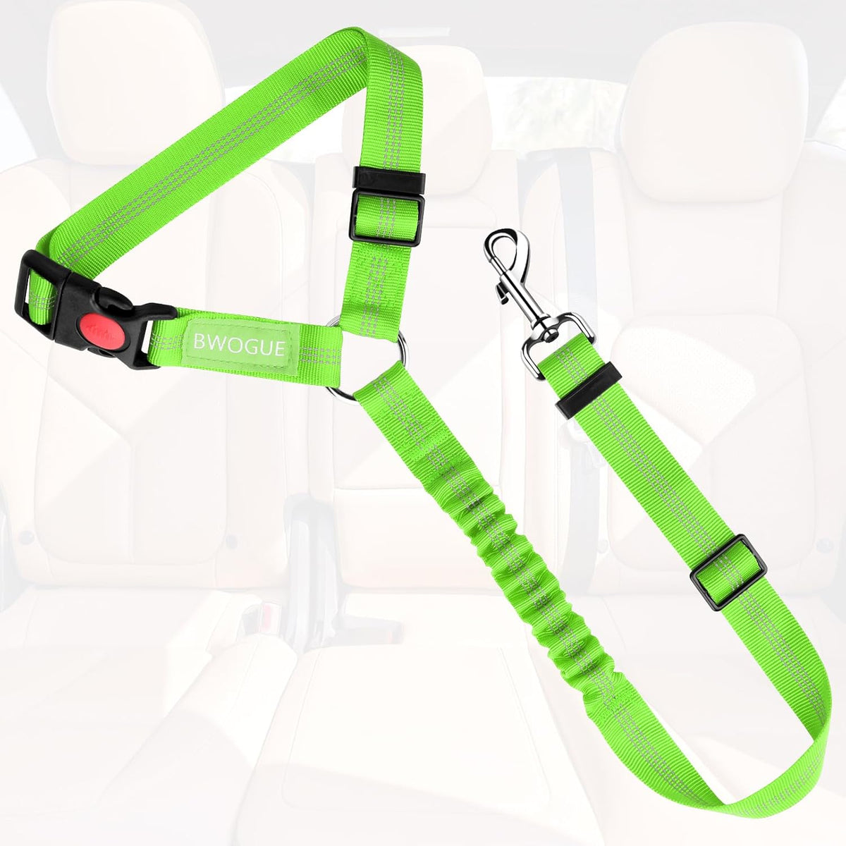Dog Seat Belt for Car, Headrest Restraint Safety Lead, Dogs Cats – Essentials for Dogs - Green / Elastic - image 2