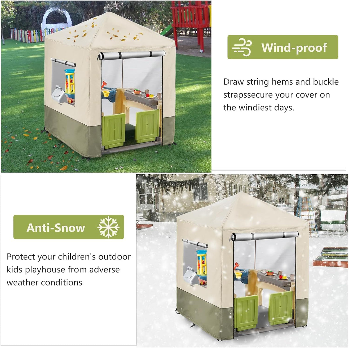 Hadisi black 600D waterproof outdoor kids playhouse cover with zippered front door - view 10