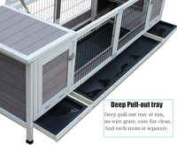 Rabbit Hutch Indoor Leakproof Bunny Cage Fir WoodenOutdoor Bunny House with Wire Floor Leakproof Plastic Tray (Grey)