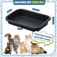 Uiifan 3Pcs Low Entry Cat Litter Box - Dark Gray / 17 x 12 x 3.1 - image 2