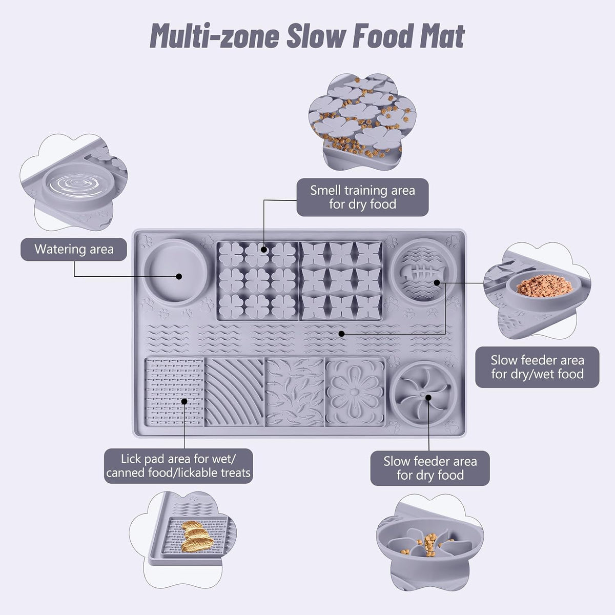 Silicone Snuffle Mat for Dogs 23.6"x 15.7" Large Slow Feeder Mat - Grey:32"x20" - image 3