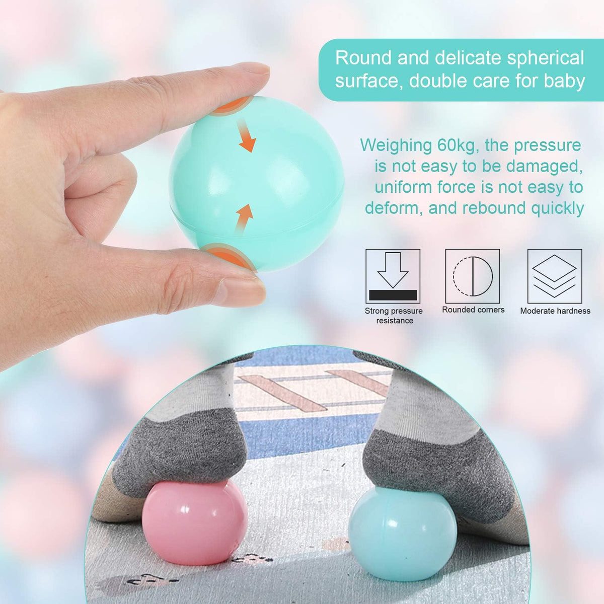 TRENDBOX Ball Pit Balls Plastic Balls for Ball Pit Pool Playpen - Macaroon Tri-color / 100 pcs (Pack of 3) - image 4