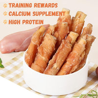 Dog Treats Chicken Wrapped Beef Cartilage w/Calcium Supplement, Long-Lasting Rawhide Free Grain Free Training Treats Snacks for Small Medium Large Dogs, 12 Counts, 10.6oz
