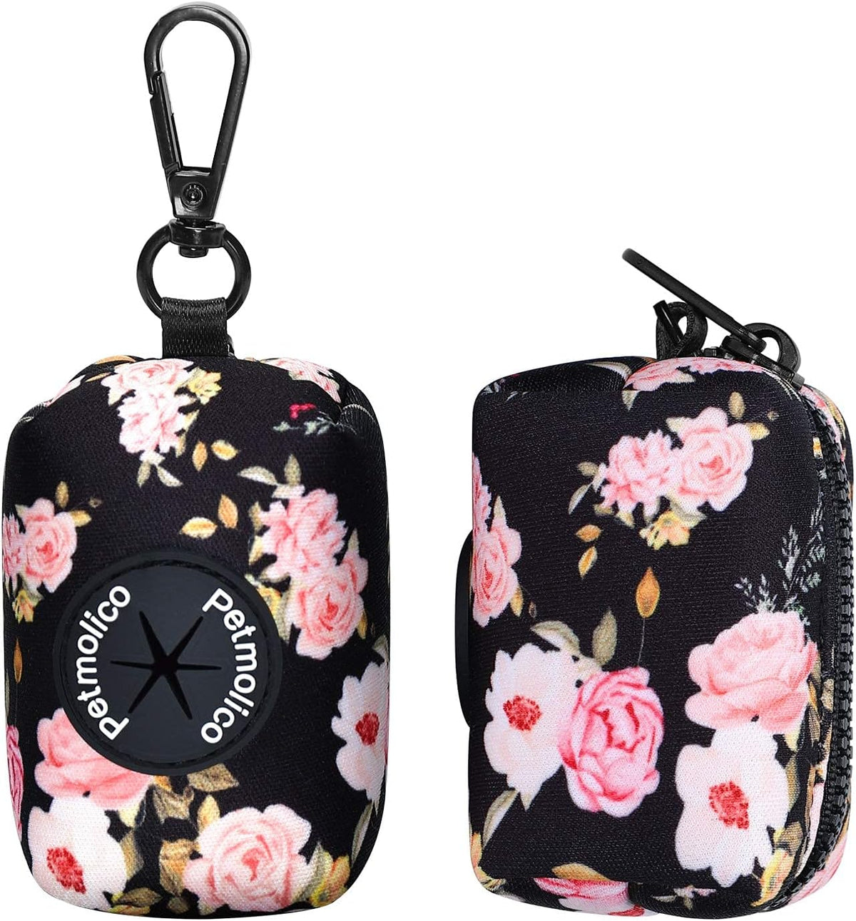 Petmolico Dog Poop Bag Holder Dispenser 2 Pack, Pink Rose – Essentials for Dogs - Black with Pink Rose - image 4