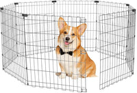 Foldable Dog Playpen 30" Height 8 Panels Metal Exercise Pen No Door - Indoor/Outdoor Puppy Playpen for Small Dogs, Portable Pet Fence for Yard Garden Camping, Black