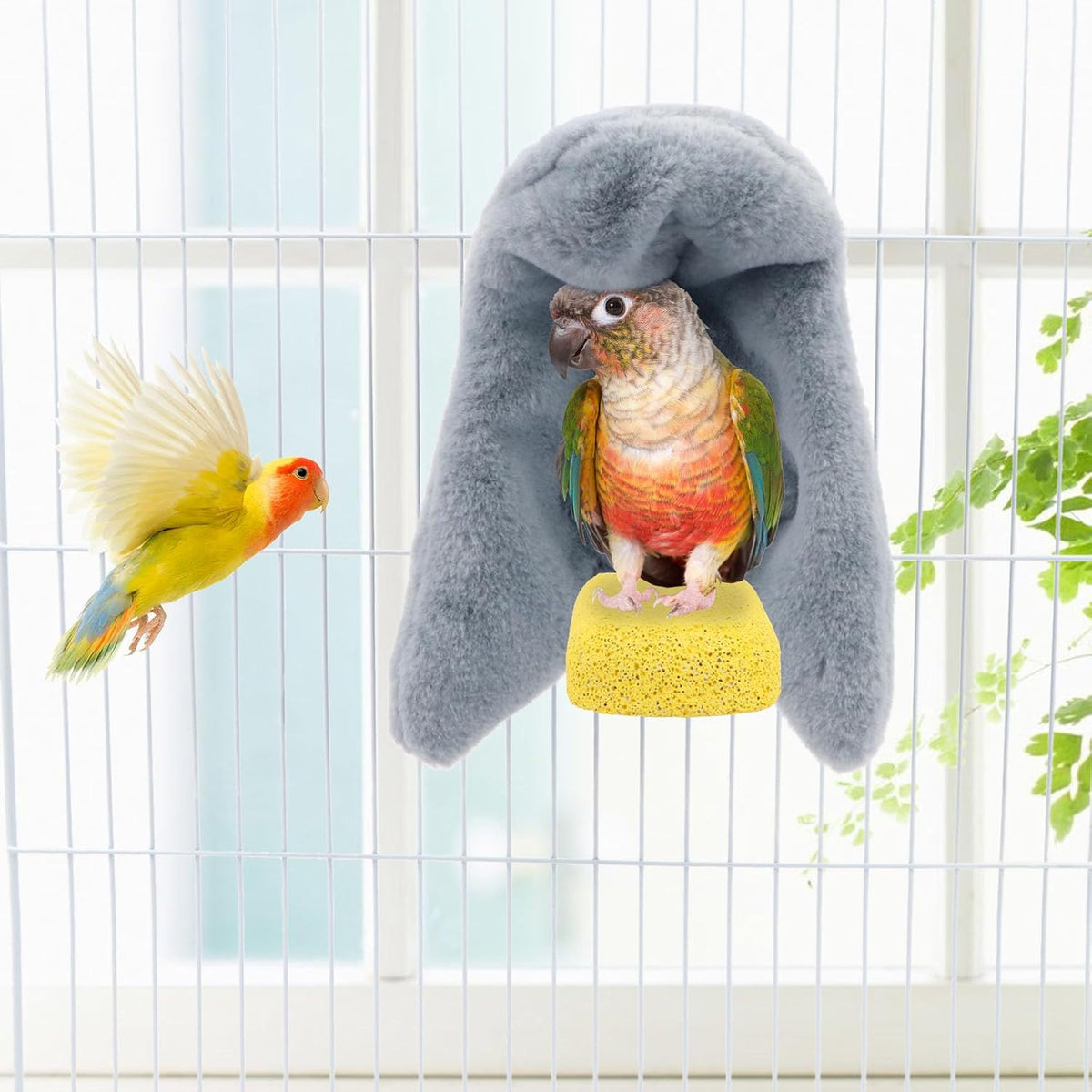 Wontee Cozy Bird Blanket Parrot Cage Snuggle Hut Warm Bird Nest House - Medium / Grey - image 2