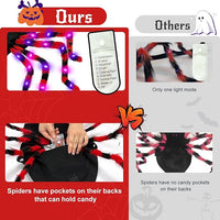 Dog Halloween Costume Large Breed, Furry Dog Spider Costume with 64 LED, Funny Halloween Dogs Costumes for Large Dogs Medium Pet Halloween Party Cosplay (Red)