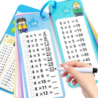 Anemeeoke 1-12 multiplication flash cards with dry erase markers and binder ring