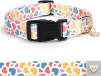 Reflective Dog Collar, Puppy Collar with Buckle Adjustable - Z-White Heart / Small :Width 5/8",Neck 10-14"