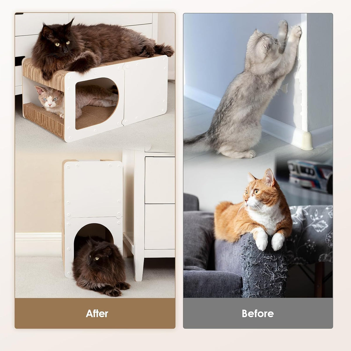 EHEYCIGA Cardboard Cat Scratcher House - 23x13x11.4inch / White - image 3