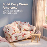 Cutemini white 1/12 scale dollhouse loveseat couch with pillows - view 12