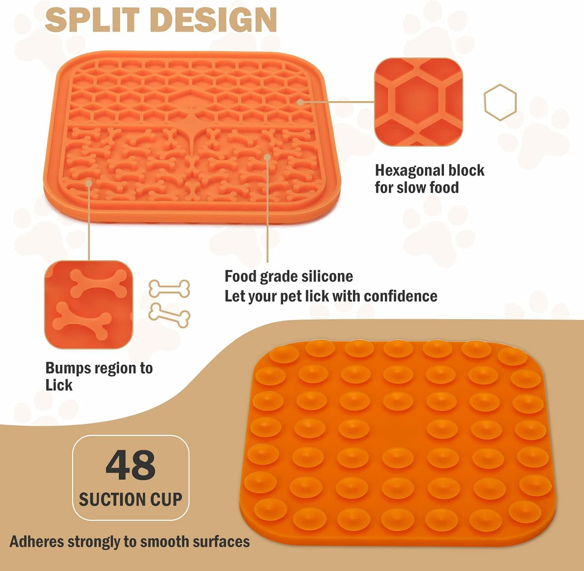 Lick Mat for Dogs - Slow Feeder Licking Mat with Suction Cups for Peanut Butter, Food Treats - Small (Pack of 2) / Bronze - image 4