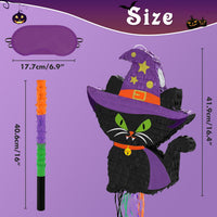 WERNNSAI Halloween skull pumpkin piñata in orange and black with spooky face - view 13