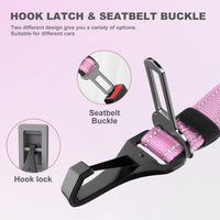 IOKHEIRA Dog Seatbelt, Updated Adjustable Harness Reflective Bungee Dog Car Seat Belt with Aviation - Pink - image 2