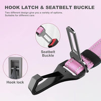 IOKHEIRA Dog Seatbelt - Adjustable Reflective Bungee Harness with Aluminum Swivel Carabiner