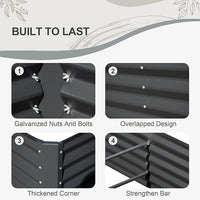 Domi Raised Garden Beds Outdoor, 6x3x2ft Thickening Tall Metal Rectangular Deep Root Box Planter for Vegetables, Flowers, Herbs, and Succulents 2" Deep w/ 256 Gallon Capacity - Dark Gray