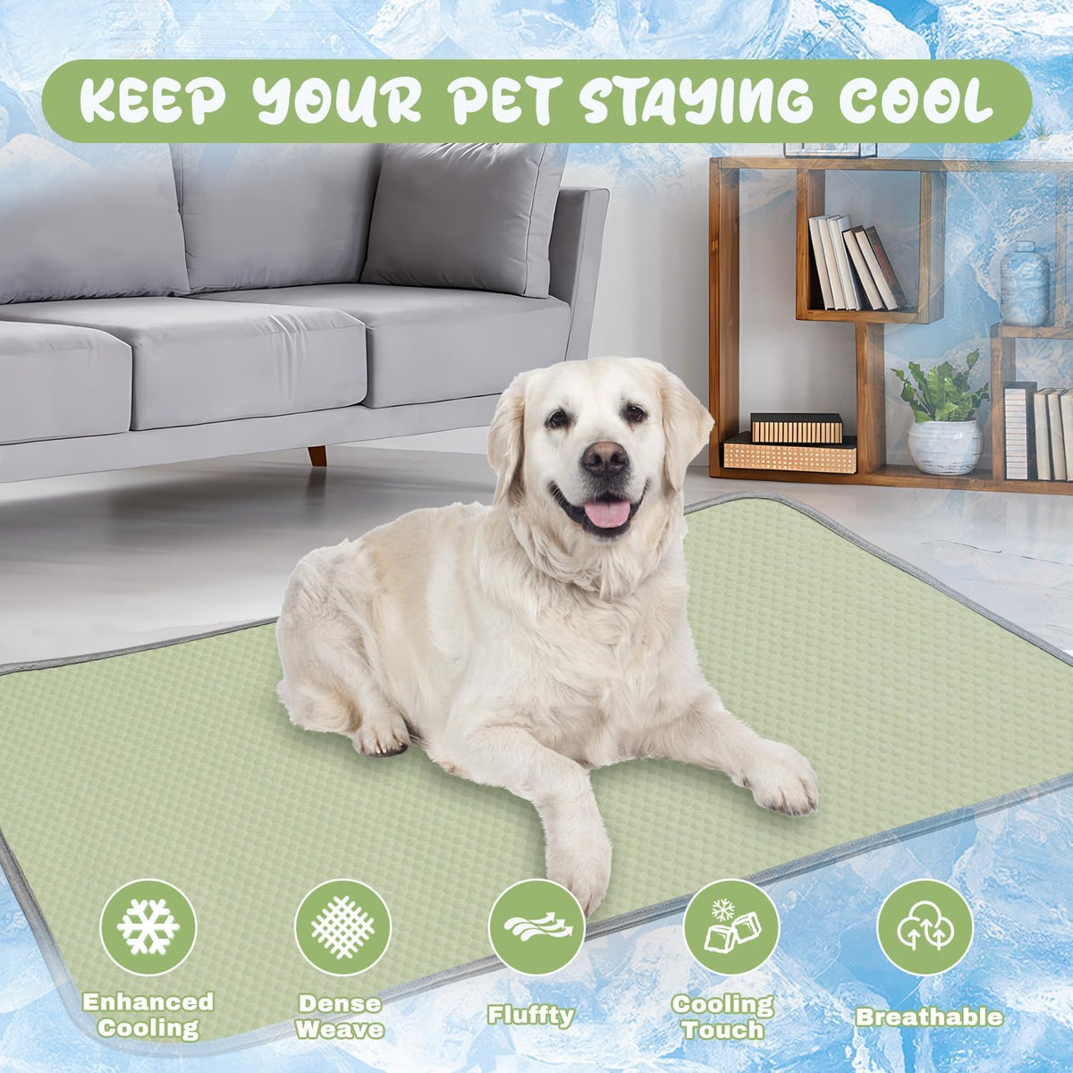 Buvlnee Summer Dog Cooling Mat - Green / 40x28in - image 2