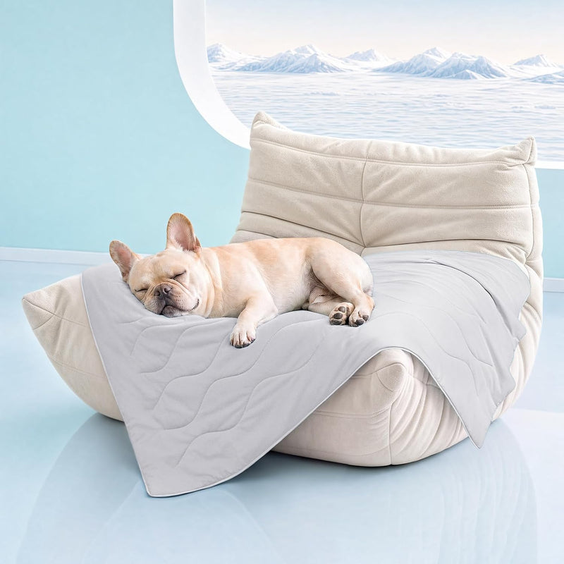 Luciphia Cooling Dog Blanket, Q-MAX>0.5 Pet Throw for Couch - Light Grey / 29x40 inches