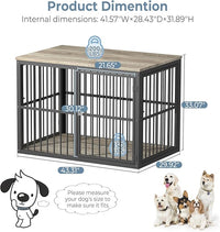 43'' Dog Crate Furniture with 3 Doors, XL Wooden Crate End Table, Heavy Duty Indoor Puppy Cage Kennel for Medium to Large Dogs, Multiple Units Can be Combined