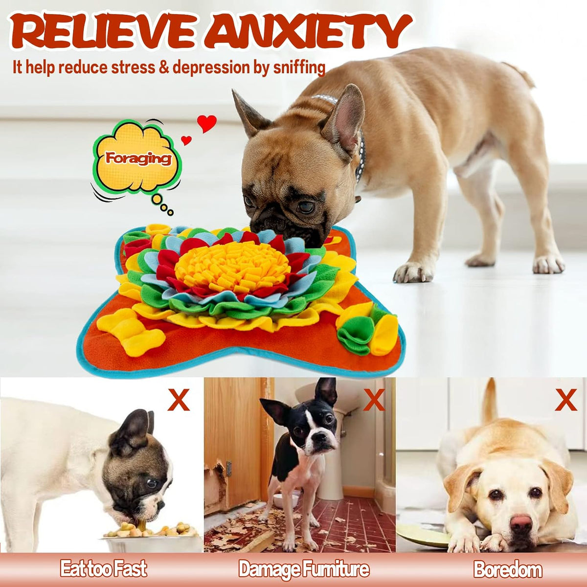 Snuffle Mat for Dogs Pet Treats Feeding Mat for Small/Medium Breed - Blue - image 3