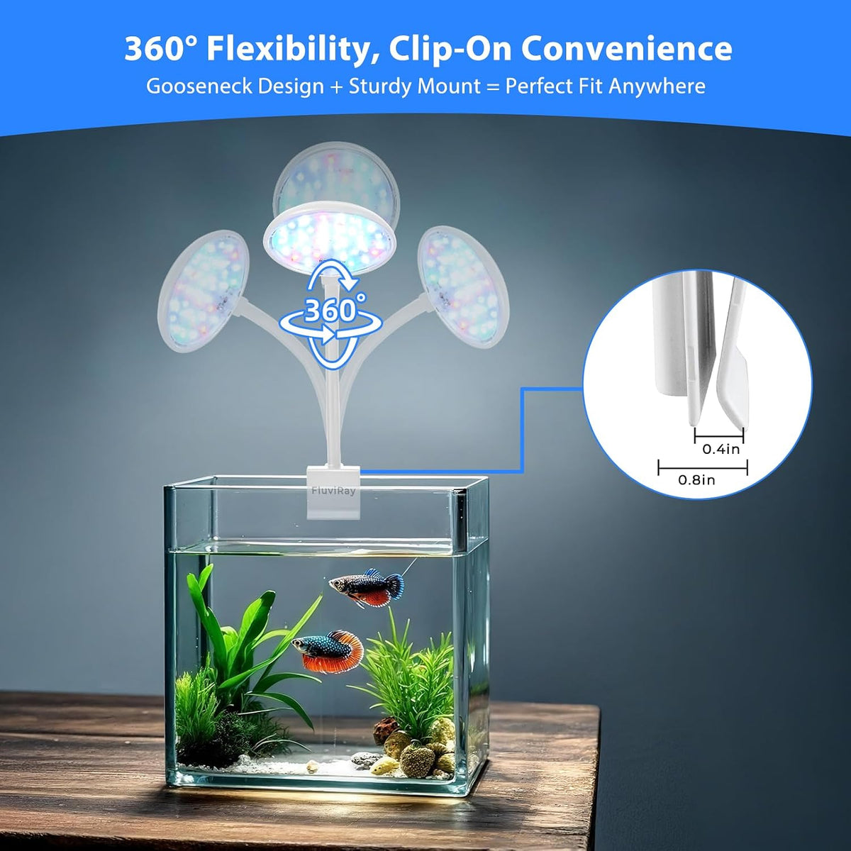 Mini Clip-On Aquarium Light 7W USB Dimmable Fish Tank Lamp with 3 - White - image 4