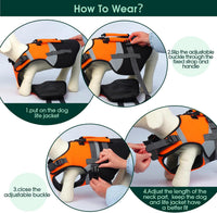 Kuoser Dog Life Jacket with Rescue Handle - Small (Chest Girth:16.9-21.3'') / Orange - image 2