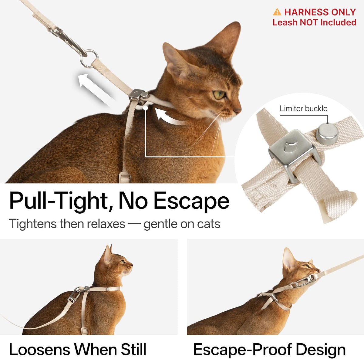 BuddyArmor linen escape proof cat harness with figure 8 design and quick-release buckle - view 3