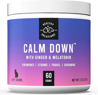 Calming Chews for Cats - Cat Calming Treats for Anxiety, Stress Relief Aid, Storms, Grooming, Fireworks, Separation, Travel, & Motion Sickness - Made in USA (60 Soft Chews- Cat)