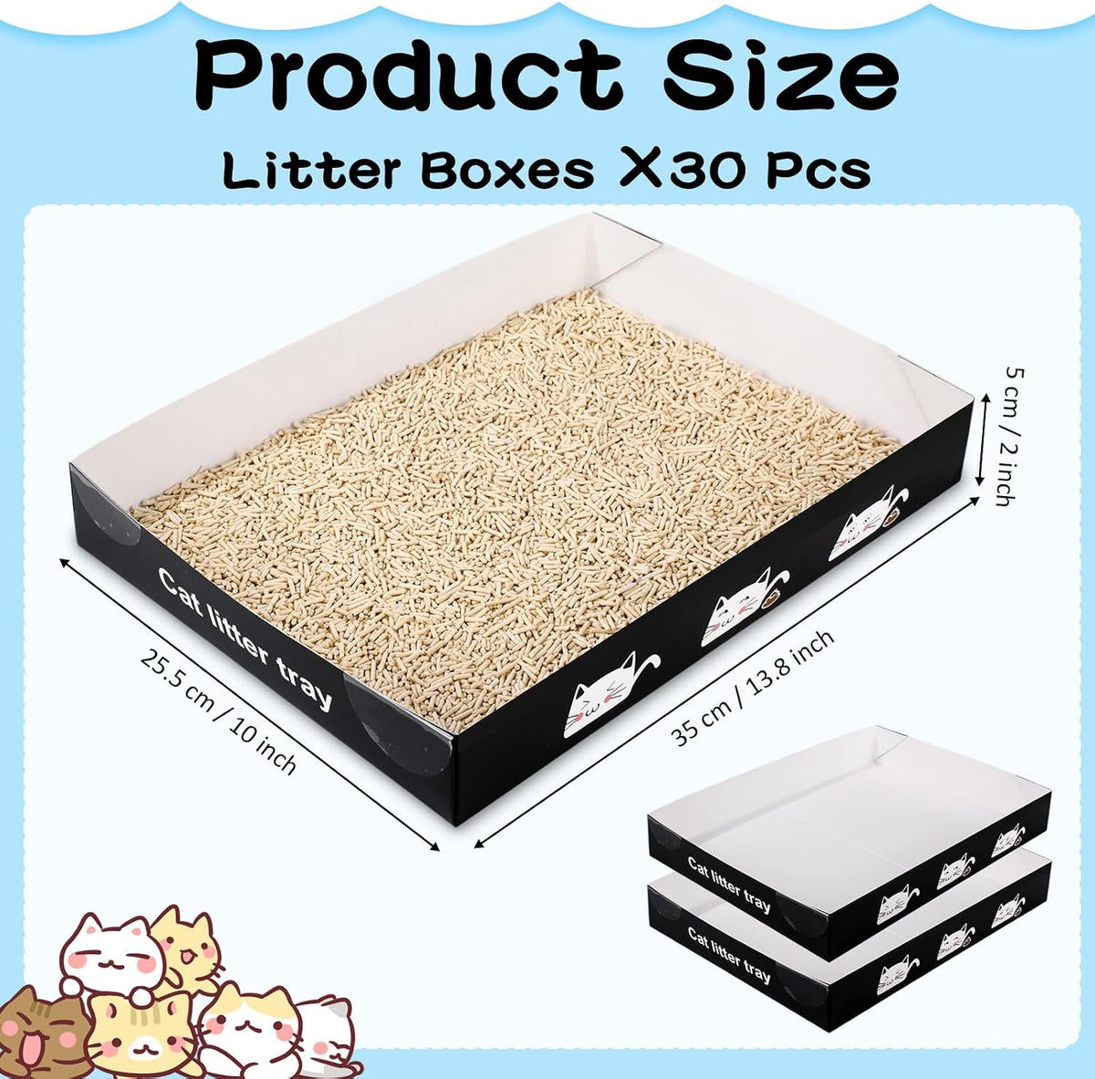Amyhill 30 Pack Disposable Cat Litter Box Paper Pet Trays - Black - image 2