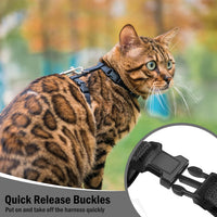 PUPTECK Adjustable Cat Harness and Leash Set Escape Proof Kitten - Medium / Black - image 3